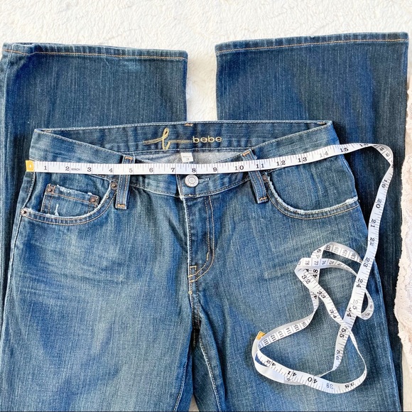 bebe Boot Cut Mid Rise Jeans Rhinestone Pockets 29 - Picture 7 of 16